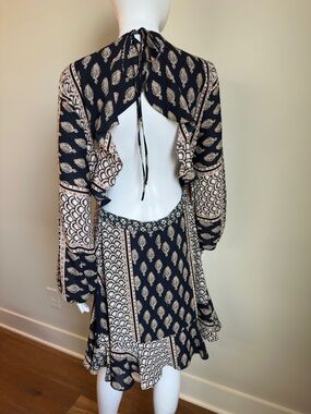 Open-Back Long Sleeve Mini Dress